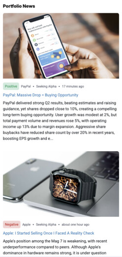 Receive all the news about stocks from your watchlist or model portfolio by e-mail on your smartphone every morning