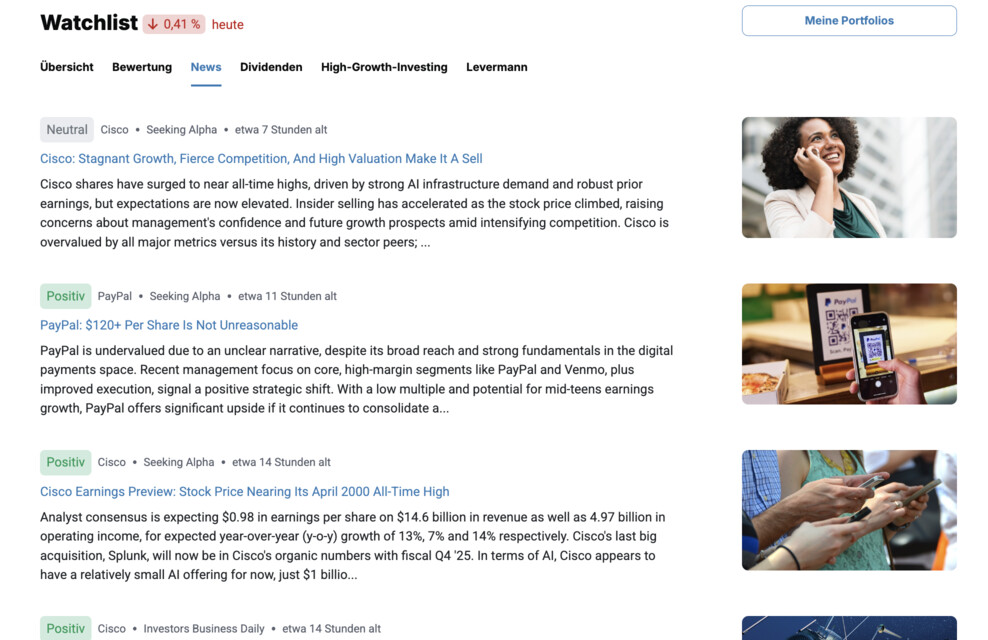 All news on stocks from your watchlist